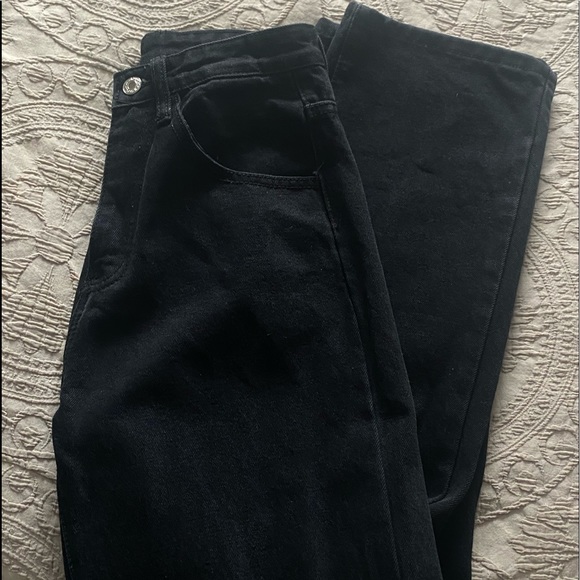 WIDE LEG OVERSIZED BLACK JEANS - Picture 2 of 3